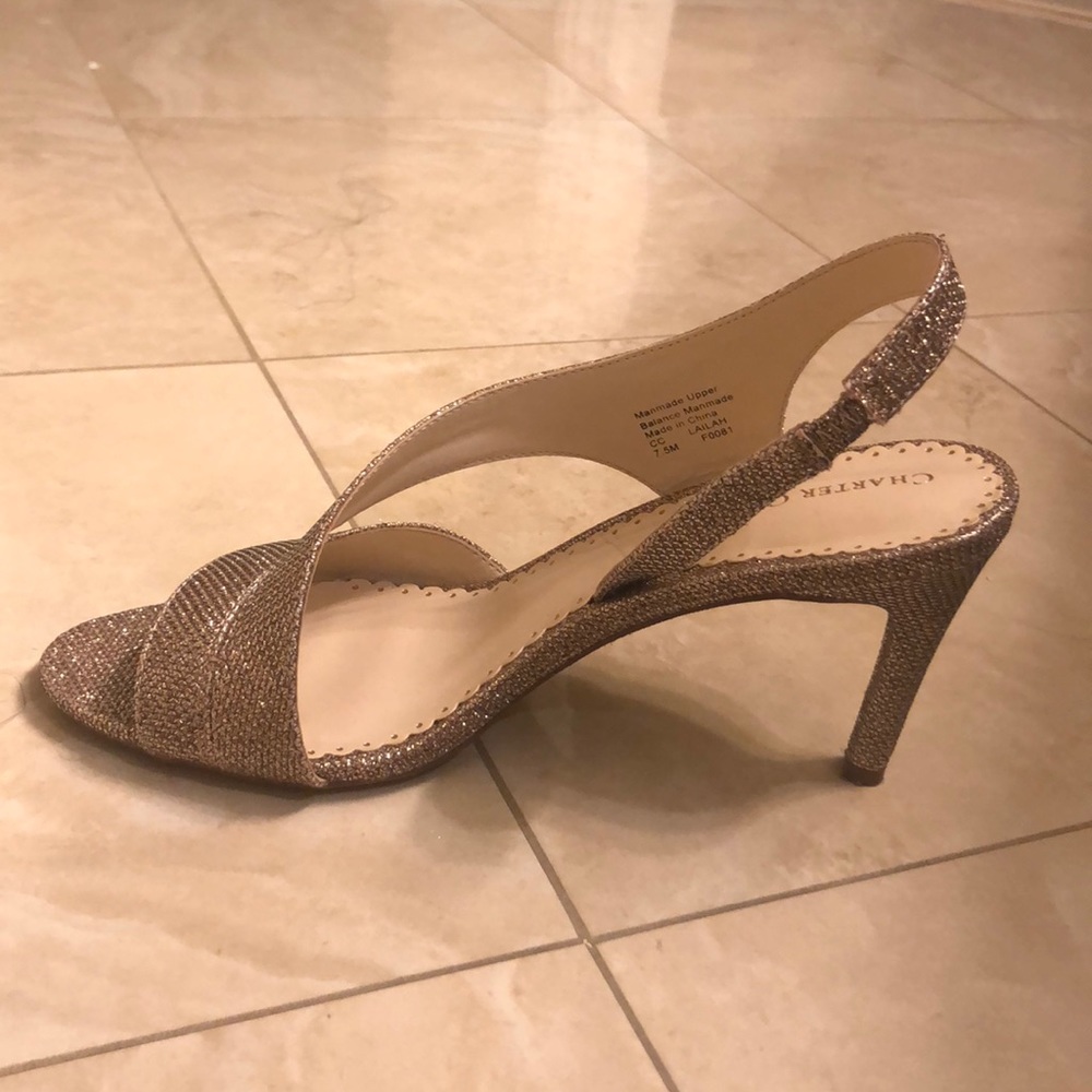 Gold Open Toe Heels - Picture 3 of 5